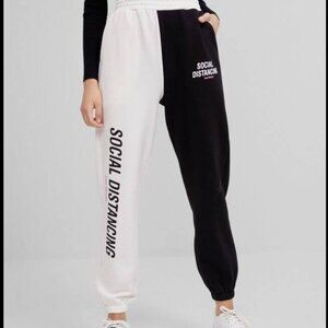 NWT Bershka Color Block Social Distancing Sweat Pant Size Large